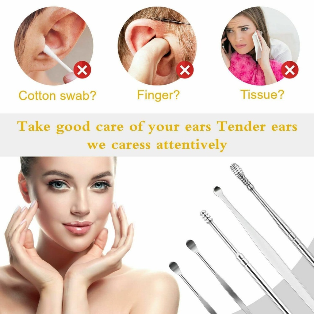 6PCS EAR CLEANING TOOLS WITH ALUMINUM