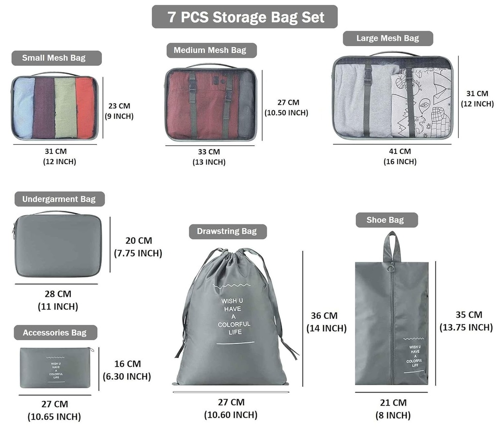 7 PCS TOILETRY BAG