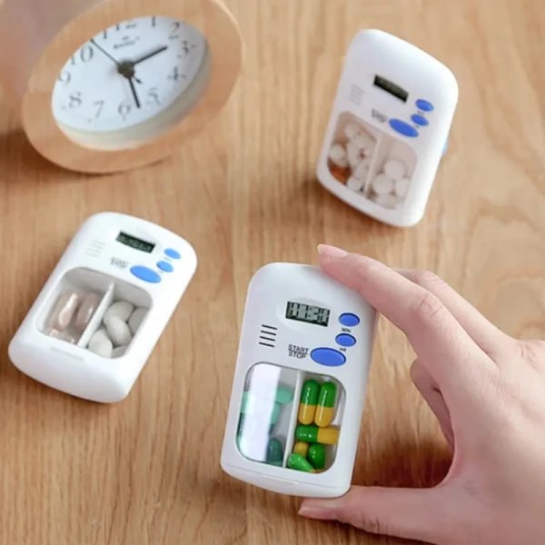 MINI PORTABLE TRAVEL PILL BOX WITH ALARM TIMER