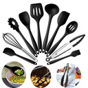 Silicone Wooden Spatula With Stand 11Pcs Set