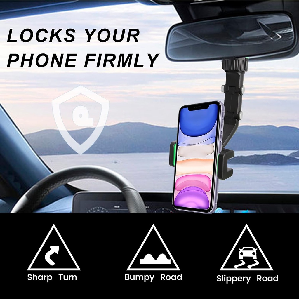 REARVIEW MIRROR PHONE HOLDER