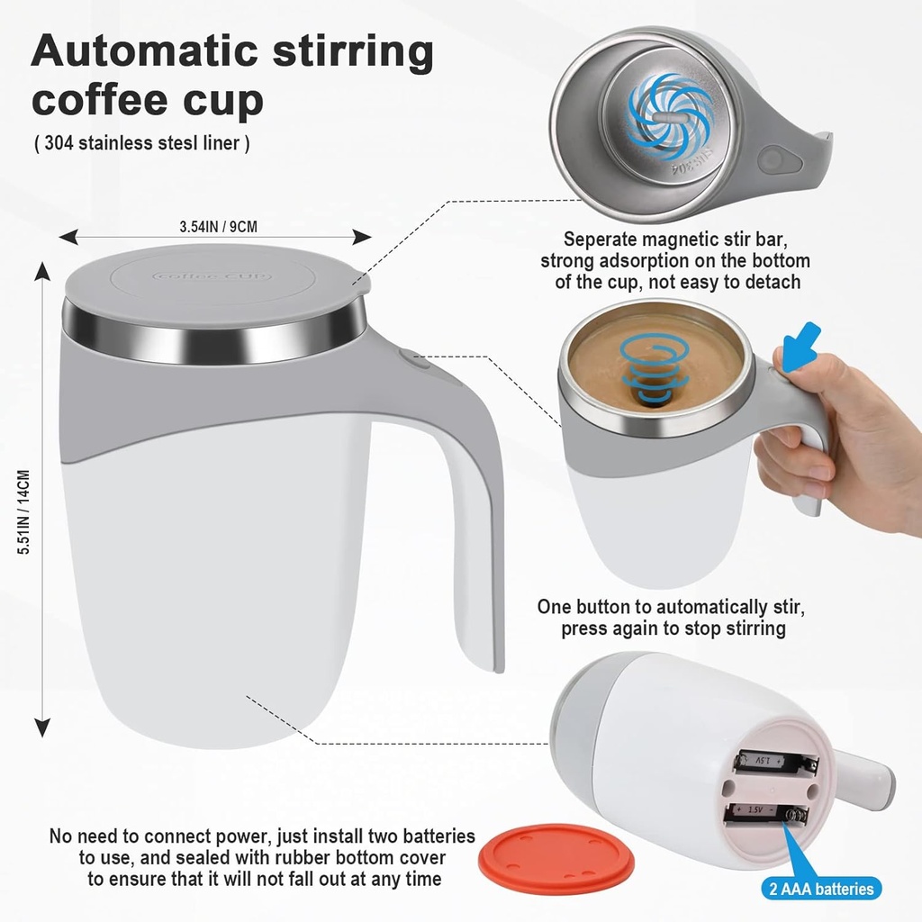 AUTOMATIC MAGNETIC STIRRING COFFEE MUG