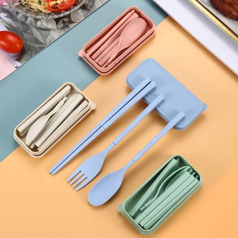 FOLDABLE SPOON FORK AND CHOP STICK SET WITH BOX