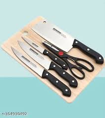 WOODEN CHOPPING BOARD 5- PCS KNIFE SET