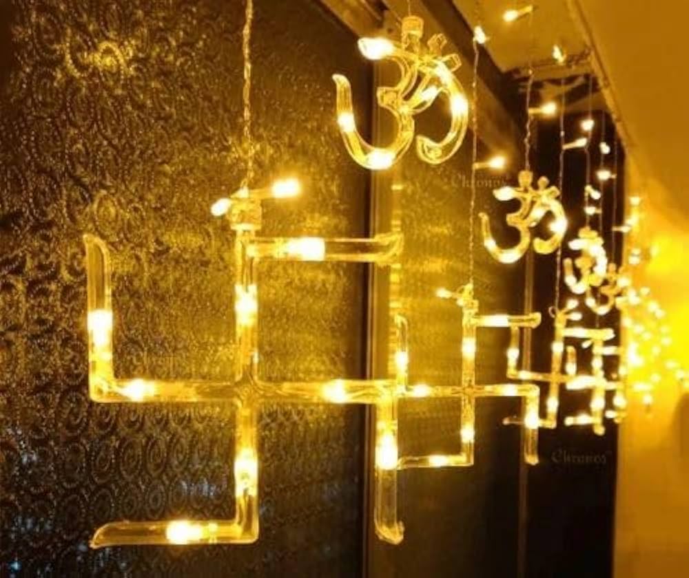 6*6 OM Swastik Curtain Light With Different Flashing  Modes