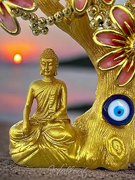 Buddha Design Evil Eye Flower Tree Premium Quality  Mix Colour (Size: 9.5 Inch)