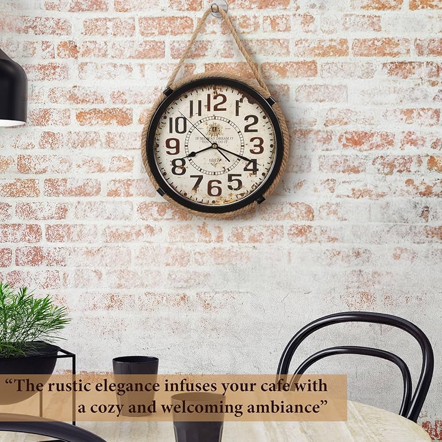 French Style Round Clock With Rope For Hanging (Cl  ock Size: 25 Cm)