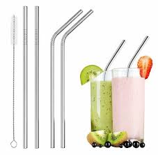 Steel Straw Set With Cleaning Brush