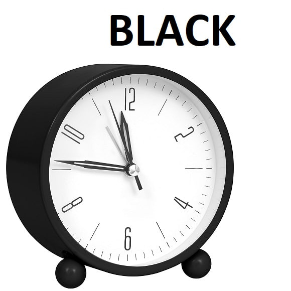 Round Silent Analog Desk Clock black