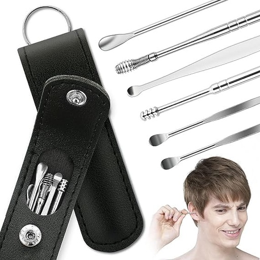 [MAHANTSRT47] 6PCS EAR CLEANING TOOLS LEATHER